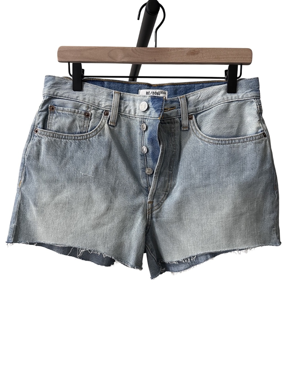 NWT RE/DONE High Rise Denim Cutoff Shorts Size 26 Light Wash